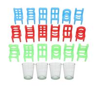 Alomejor Jeu de Chaises en Plastique, 18 Chaises en Plastique, 4 Tasses en Verre, Jeu à Boire pour Fête, de