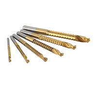 Alomejor Jeu de Forets HSS Revêtus de Titane, Outil de de Trous Robuste pour Bois Fin, Aluminium et Plastique avec Point Fendu à 135 Degrés, 6 Pièces