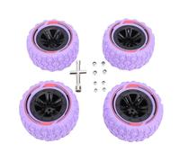 Alomejor Jeu de Pneus de Roue RC Hexagonale de 12mm, Pneus de Terrain Boueux avec Roues Beadlock et Texture Antidérapante pour Camion sur Chenilles de Voiture RC 1/14 1/16 4 Pièces (Purple)