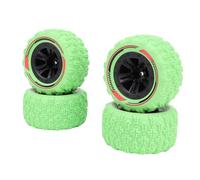 Alomejor Jeu de Pneus de Roue RC Hexagonale de 12mm, Pneus de Terrain Boueux avec Roues Beadlock et Texture Antidérapante pour Camion sur Chenilles de Voiture RC 1/14 1/16 4 Pièces (Green)