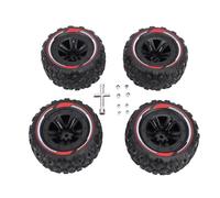 Alomejor Jeu de Pneus de Roue RC Hexagonale de 12mm, Pneus de Terrain Boueux avec Roues Beadlock et Texture Antidérapante pour Camion sur Chenilles de Voiture RC 1/14 1/16 4 Pièces (Black)
