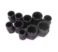 Alomejor Jeu D'extracteurs de Boulons, Outil en Acier au Chrome Vanadium à Forte Adhérence pour la Réparation Automobile, 10 Pièces de 9mm à 19mm
