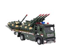 Alomejor Jouet de Camion Militaire en Alliage, Modèle de Simulation moulé sous Pression avec 2 Wagons-citernes et Remorque à Plat, Cadeau de Collection pour Enfants