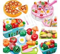 Alomejor Jouet de Coupe de Nourriture de Cuisine pour Enfants, Ensemble de Jeu de Simulation Interactif avec des Modèles de Fruits et Légumes pour L'apprentissage de la Cuisine