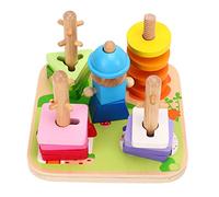 Alomejor Jouet de et D'empilage en Bois, avec Correspondance de Forme et de Couleur pour L'éducation Précoce, Blocs de Construction Géométriques, Exercice de Sélection et de Placement de