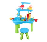 Alomejor Jouet de Sable et d'eau pour Enfants avec Chaise, Grande Nappe Phréatique Multi-fonctionnale à 3 Niveaux pour la Maison de la Plage