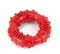 Alomejor Jouet en Caoutchouc pour Nettoyage des Dents de Chien, Donut pour Chiens de Taille Moyenne et Grande, Anneau de Dentition Sûr et Antidérapant pour Golden Retriever, Matériau TPR (Rouge)