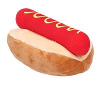 Alomejor Jouet en Peluche Compressible en Forme de Hot Dog, Jouet pour Animaux de Compagnie avec Dispositif Anti-aboiement BB intégré, Taille Pratique 5,5x3,1x2,8 Pouces
