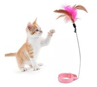 Alomejor Jouet Interactif en Plumes de Chat avec Collier Réglable et Cloche pour Chatons, Baguette Divertissante pour Jouer et Faire de l'exercice en Intérieur (Pink)