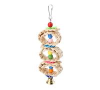 Alomejor Jouet pour Oiseau en Pet, Boules Circulaires en Bois et Rotin | Structure à 3 boules de rotin, avec clochette interactive, aide au broyage du bec, réduit la mélancolie des perroquets