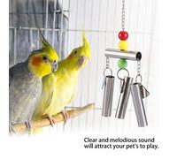 Alomejor Jouets pour Oiseaux, Cloche Debout en Acier Inoxydable avec Son Mélodieux, Jouet Interactif de 10,2 Pouces pour Grands Oiseaux et Perroquets