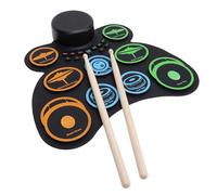 Alomejor Kit de Batterie électronique 9 Tampons, Batterie Professionnelle Enroulable avec Haut-parleurs Intégrés pour Enfants Mélomanes