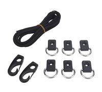 Alomejor Kit de corde élastique de kayak, 6 anneaux en D 304 en acier inoxydable avec 6 vis et 2 boucles à crochets, corde élastique professionnelle de qualité marine pour accessoires de canoë-kayak