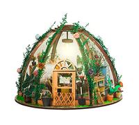 Alomejor Kit de Maison de Poupée DIY avec Lumière LED, Bois Premium | Jouet à assembler, belle conception de jardin, fenêtres transparentes, jeu créatif
