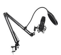 Alomejor Kit de Microphone USB à Condensateur pour Un Enregistrement de Podcast Clair adapté à la Famille Studio ABS + Acier