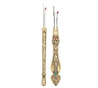 Alomejor Kit de Retrait de Fil Rétro Exquis, Outil de Point à Main à Retrait Sûr et Rapide pour les Travaux D'aiguille, 2 Pièces Dissolvant de Couture Vintage avec Ruban de Position de Couture (GOLD)