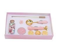 Alomejor Kit de Tampons de Sceau Décoratifs Remplaçables avec Manche en Bois pour Invitation D'enveloppe, Kit de Tampons de Sceau de Cire pour Bricoleurs, Manche en Bois et Broche, Cire de Peinture