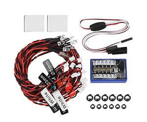 Alomejor kit LED RC, Modes clignotement réaliste kit éclairage Voiture Faible consommation 12 lumières for Pilotes Courses Nocturnes et Loisirs extérieurs