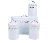 Alomejor Kitchen Canister Set with Bread Box, 4 Piece (WHITE)