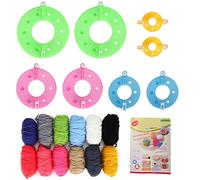 Alomejor Kits de Fabrication de Pompons Tisserand de Boules de Peluche Colorées Bricolage Fil de Laine à Tricoter Cadeaux Artisanaux pour Enfants et Adultes 12 Couleurs de Fil Inclus