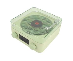 Alomejor Lecteur de Vagues, Matériau ABS, Magnétophone Vintage 3 en 1 avec Son Stéréo, Veilleuse et Affichage de l'heure pour Chambre à Coucher, Salon, Bureau (Green)