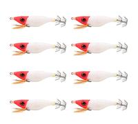 Alomejor Leurre Crevette Lumineux, Hameçon à Queue en Barre Double Couche avec Pointes Affûtées, for Pêche en Eau Douce et en Eau Salée (Style enveloppé de Tissu : tête Rouge)