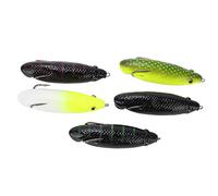 Alomejor Leurre de Pêche 5 Pièces, Appât en Caoutchouc Souple avec Yeux 3D, Hameçon Extra Large pour Rivières et Lacs