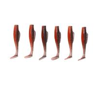 Alomejor Leurre de Pêche à Queue en T, Appâts en Silicone Souple Bicolore 6,7 Cm avec Une Action de Nage Réaliste et Une Apparence Vive pour la Truite Basse en (Paquet de 6 pièces)