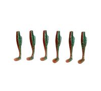 Alomejor Leurre de Pêche à Queue en T, Appâts en Silicone Souple Bicolore 6,7 Cm avec Une Action de Nage Réaliste et Une Apparence Vive pour la Truite Basse en (Paquet de 6 pièces)