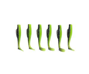 Alomejor Leurre de Pêche à Queue en T, Appâts en Silicone Souple Bicolore 6,7 Cm avec Une Action de Nage Réaliste et Une Apparence Vive pour la Truite Basse en (Paquet de 6 pièces)