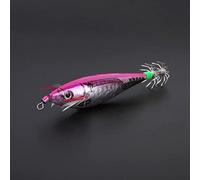 Alomejor Leurre de Pêche en Forme de Calamar de 10 Cm, Hameçon avec Yeux Phosphorescents 3D aux Couleurs Vives pour la Pêche de Nuit, et Accessoire D'appât en Plastique de Haute qualité. (Rose Rouge)