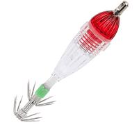 Alomejor Leurre de Pêche LED, Gabarit de Calmar Lumineux Rouge, Double Couche avec Crochet, Lampe sous-Marine Étanche