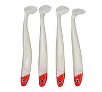 Alomejor Leurres de Pêche Souples et Flexibles, Bon équilibre pour Attirer Les Poissons, en Silicone, pour la Pêche en Plein Air, 4 Pièces (Tête Rouge Corps Blanc)
