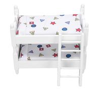 Alomejor Lit superposé de Poupée, Lit Miniature à Double Couche pour Les Enfants Jeu, Meubles de Chambre à Coucher de Poupée et Décoration de Présentation (Géométrique)