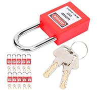 Alomejor Lockout Lock 38 Mm Ensemble de Cadenas de sécurité Industrielle pour Applications Chimiques et électriques - 10 Unités, Nylon renforcé et Acier (rouge)
