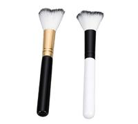 Alomejor Lot de 2 Pinceaux de Maquillage en Forme de Queue de Poisson, Manche Court et Souple pour un Contour Précis et un Mélange, Prise Confortable