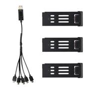 Alomejor Lot de 3 Batteries de Drone 1200mAh avec Câble de Chargement 5 en 1, Compatible avec Drone E58, Matériau ABS