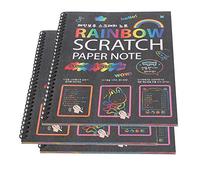 Alomejor Lot de 3 Notes en Papier à Gratter Multicolores, Livre de Dessin sans Odeur et Sûr pour Enfants, Bloc-Notes, Améliore Les Compétences en Dessin, Taille 10,2 X 7,5 Pouces