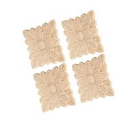 Alomejor Lot de 4 Appliques Sculptées en Bois de Style Européen, Décoration de Meubles en Bois D'hévéa Durable pour Porte de Jardin de Maison 4,0 X,0 X 0, Pouces