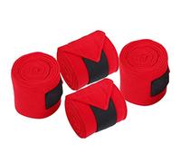 Alomejor Lot de 4 Bandages de Jambe de Cheval Rouges Antidérapants et Respirants pour la Protection des Jambes de Cheval, Bandage épais pour Les Amateurs D'équitation, Tissu + Polaire + Nylon, 10,9