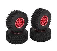 Alomejor Lot de 4 Roues et Pneus RC en Alliage D'aluminium pour Voiture Télécommandée TRAXXAS 1/18 TRX4M (Rouge)