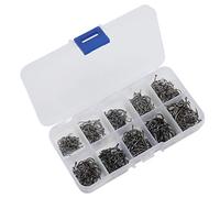 Alomejor Lot de 500 Hameçons de Pêche en Acier au Carbone avec Ardillon Spécial pour la Pêche en Eau Douce et en Eau Salée, 10 Tailles dans Une Boîte de Rangement en Plastique (Black)