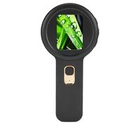 Alomejor Loupe Numérique Microscope Portable à Grossissement 200X pour L'observation de la Nature, évaluation des Bijoux, Double Source de Lumière 16 LED pour Une Expérience de Visualisation (Black)