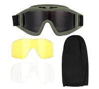 Alomejor Lunettes de Protection Sportives Anti-Buée avec 3 Lentilles Interchangeables - Verres UV400, Résistants aux Chocs et à l’Impact pour Cyclisme, Conduite, Paintball, Airsoft