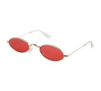 Alomejor Lunettes de Soleil Ovales Vintage, Verres Transparents Durables, pour Femmes, Applicables pour la Conduite d'été (Monture dorée et couleur rouge)