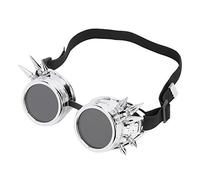 Alomejor Lunettes de vintage Steampunk Coupe-vent Moto Vélo pour Conduite Cyclisme Pêche, Argenté brillant