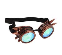 Alomejor Lunettes Kaléidoscope Halloween Lentilles en Arc-en-Ciel Lunettes Kaléidoscope Réglables Lunettes Steampunk Psychédélique Trippy (Bronze Violet)