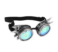 Alomejor Lunettes Kaléidoscope Réglables - Lunettes Psychédéliques Style Steampunk avec Effet Arc-en-Ciel, Idéales pour Halloween, Fêtes Costumées et Festivals (Argent Vieilli)