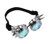 Alomejor Lunettes Steampunk Exquises de Style Rétro avec Bande élastique, Parfaites pour les Fêtes, Matériau PC ABS (Argent brillant)