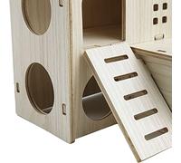 Alomejor Maison de Hamster en Bois, Jouet Résistant aux Morsures, pour Stimuler Les Hamsters, Plateforme d'exercice et de Divertissement pour Les Propriétaires de Hamsters, Matériau, Couleur du